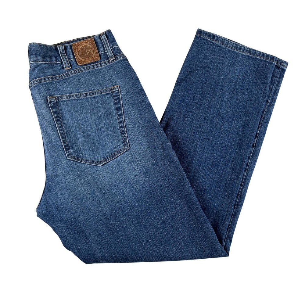 J.L. Powell Jeans Mens 36x31 Medium Wash Blue Regular Straight Denim Zip Fly